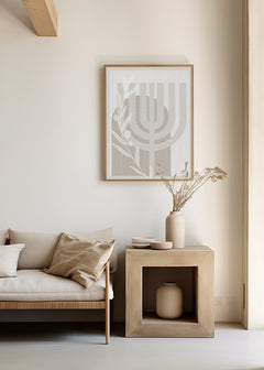Israeli Menorah And Olive leaf Abstract Style
