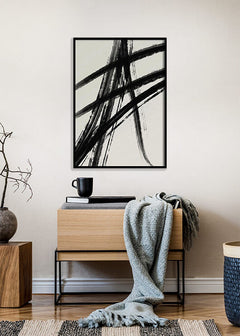 תמונות לבית-תמונות לחדר שינה-תמונות לסלון-תמונה לבית אבסטרקט שחור לבן בצורת A-MIKOO