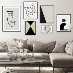 סט תמונות לסלון מודרני שחור לבן -MIKOO