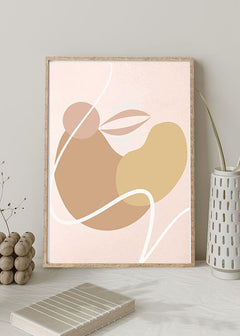 Light Brown Pink Abstract Shapes-תמונות לבית אבסטרקט-תמונה קיר לסלון - אבסטרקט מינימליסטי בצבעים עדינים-MIKOO