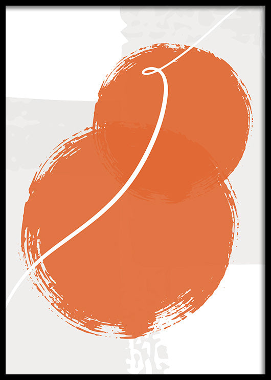 Two Orange Circles With White Line-תמונות לבית אבסטרקט-תמונה לבית - עיגולים אבסטרקטים בגוונים כתומים-MIKOO