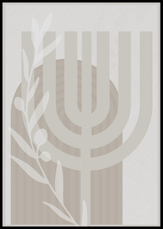 Israeli Menorah And Olive leaf Abstract Style
