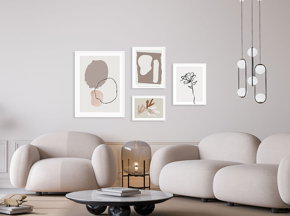 סט תמונות קיר מודרניות לבית של תמונות עם צבעים בהירים ועדינים-סט תמונות לבית-MIKOO