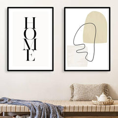 תמונות לבית-תמונות לחדר שינה-תמונות לקיר-זוג תמונות אבסטרקט צבע שמנת-MIKOO