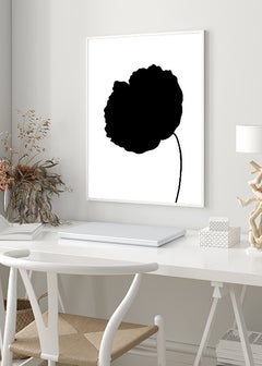 תמונה לסלון שחור לבן פרח שחור-MIKOO