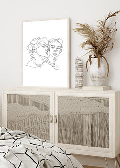 תמונה לסלון שחור לבן איור רומנטי-MIKOO