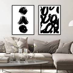 זוג תמונות לסלון שחור לבן-MIKOO