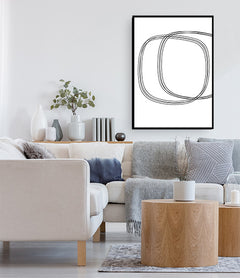 תמונות לקיר-תמונה לסלון שחור לבן עיגולים-MIKOO