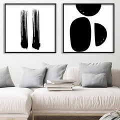 תמונות לבית-תמונות לחדר שינה-תמונות לקיר-זוג תמונות לבית אבסטרקט צבע שחור-MIKOO