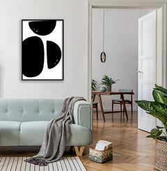תמונות לקיר-תמונה לסלון אבסטרקט עיגולים שחורים-MIKOO