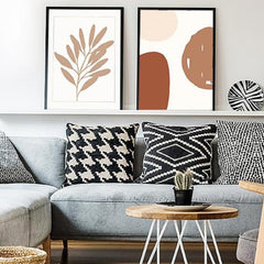 תמונות לבית-תמונות לחדר שינה-תמונות לקיר-זוג תמונות אבסטרקט חום-MIKOO