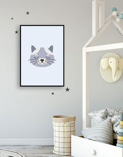 תמונות לחדרי ילדים- תמונה לחדר שינה חתול כחול ישן