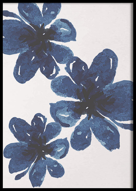 Blue Flowers-תמונות לבית אבסטרקט-תמונה לבית - איור של פרחים בגוונים כחולים-MIKOO