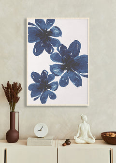 Blue Flowers-תמונות לבית אבסטרקט-תמונה לבית - איור של פרחים בגוונים כחולים-MIKOO