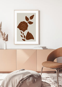  תמונה מודרנית לסלון אבסטרקט של פרחים בגוון חום-תמונות לבית אבסטרקט-MIKOO