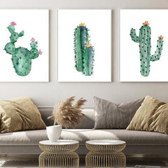 תמונות לבית-תמונות לחדר שינה-תמונות לקיר-שלשיית תמונות קקטוס-MIKOO