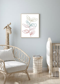 תמונה לחדר הילדים של עלה צבעוני עדין-תמונות לחדרי ילדים-MIKOO