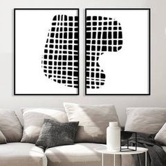 זוג תמונות לבית קוביות שחור לבן-MIKOO