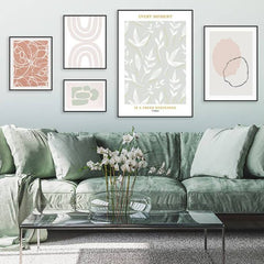 Fresh Feel Gallery Wall-סט תמונות לבית-סט תמונות קיר לסלון עם איורי אבסטרקט בשילוב צבעים מיוחד-MIKOO