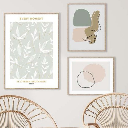 Fresh Beginning Gallery Wall-סט תמונות לבית-שלישיית תמונות לבית עם צבעים רגועים-MIKOO