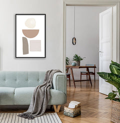 תמונות לבית-תמונות למשרד-תמונות אבסטרקט- תמונת אבסטרקט צורות גוון חום אפור-MIKOO