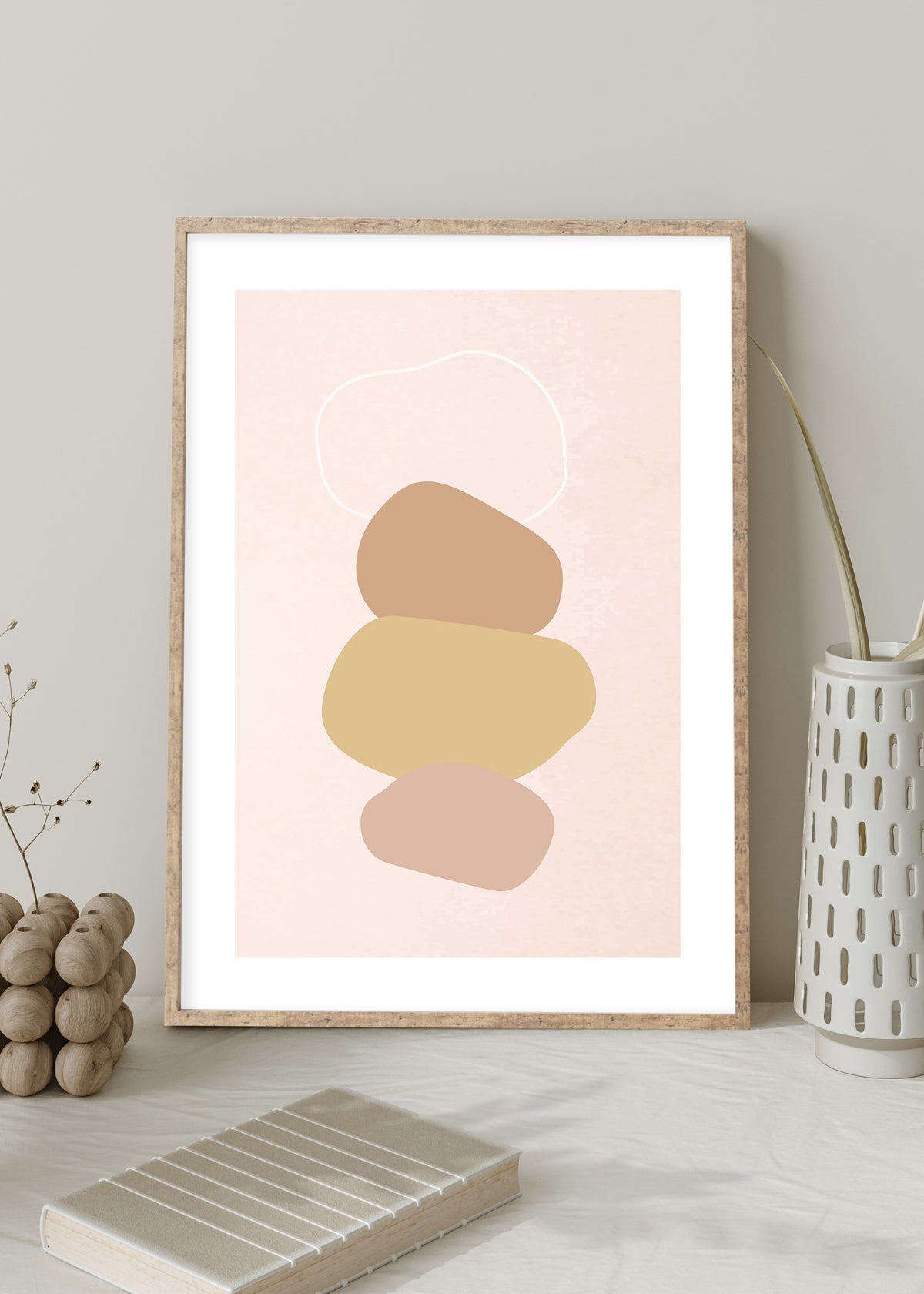 Light Abstract Stones-תמונות לבית אבסטרקט-תמונה לסלון - אבנים אבסטרקטים בצבעים עדינים-MIKOO