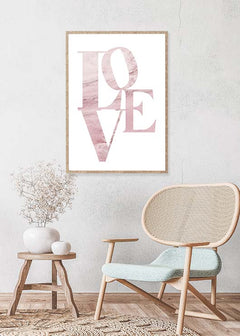 Love In Pink-תמונות קיר שחור לבן-תמונת טקסט לבית עם הכיתוב אהבה בוורוד עדין -MIKOO