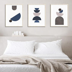 תמונות לבית-תמונות לחדר שינה-תמונות לסלון- שלשיית תמונות כחול כהה-MIKOO