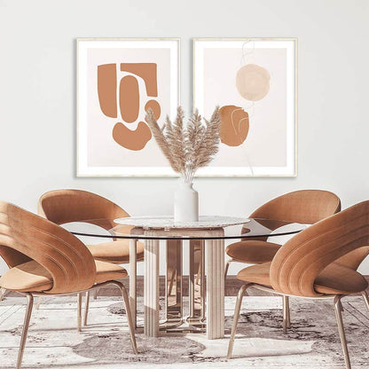 Orange Abstract Gallery Wall-סט תמונות לבית-זוג תמונות לבית אבסטרקט עם גוונים כתומים-MIKOO