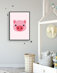 תמונות לחדרי ילדים- תמונה חזיר ורוד