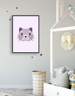 תמונות לחדרי ילדים-תמונה חתול סגול