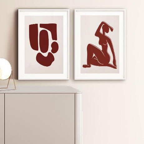Red Abstract Gallery Wall-סט תמונות לבית-זוג תמונות לסלון אבסטרקט עם גוונים אדומים-MIKOO
