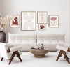 Red Gray Abstract Gallery wall-סט תמונות לבית- סט תמונות אבסטרקט לבית מלא סטייל-MIKOO