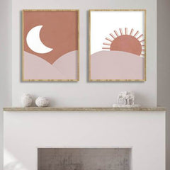 תמונות לבית-תמונות לחדר שינה-תמונות לסלון-זוג תמונות לחדר שינה של ירח ושמש-MIKOO