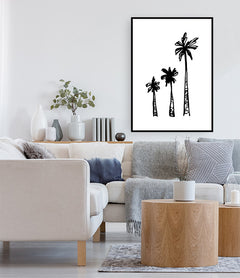 תמונות לקיר-תמונה שחור לבן עץ דקל-MIKOO