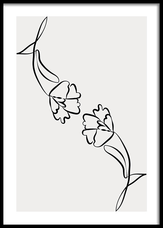 תמונת לבית שחור לבן נשיקה של פרחים-MIKOO
