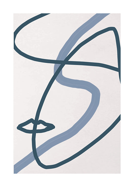 Blue Line Abstract Gallery Wall-סט תמונות לבית-זוג תמונות קיר אבסטרקטיות מודרניות לבית עם גוונים כחולים-MIKOO
