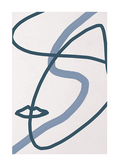 Blue Line Abstract Gallery Wall-סט תמונות לבית-זוג תמונות קיר אבסטרקטיות מודרניות לבית עם גוונים כחולים-MIKOO