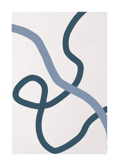 Blue Line Abstract Gallery Wall-סט תמונות לבית-זוג תמונות קיר אבסטרקטיות מודרניות לבית עם גוונים כחולים-MIKOO