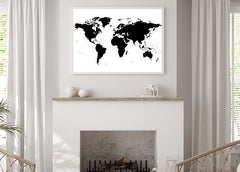 תמונה לסלון שחור לבן מפת העולם-MIKOO